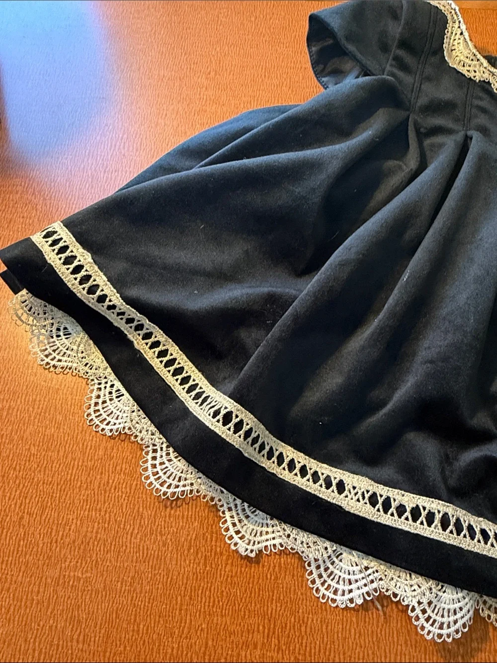 Heirloom Polly Flinders Girls' Velvet Black Lace-Trim Bow Formal Dress